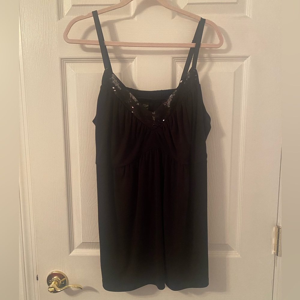 Torrid black tank with mesh sequence top lining